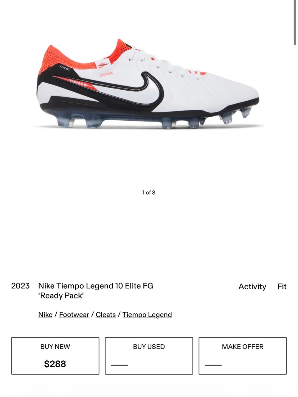 Nike Tiempo Legend 10 Elite FG — White/Black/Red-Orange
